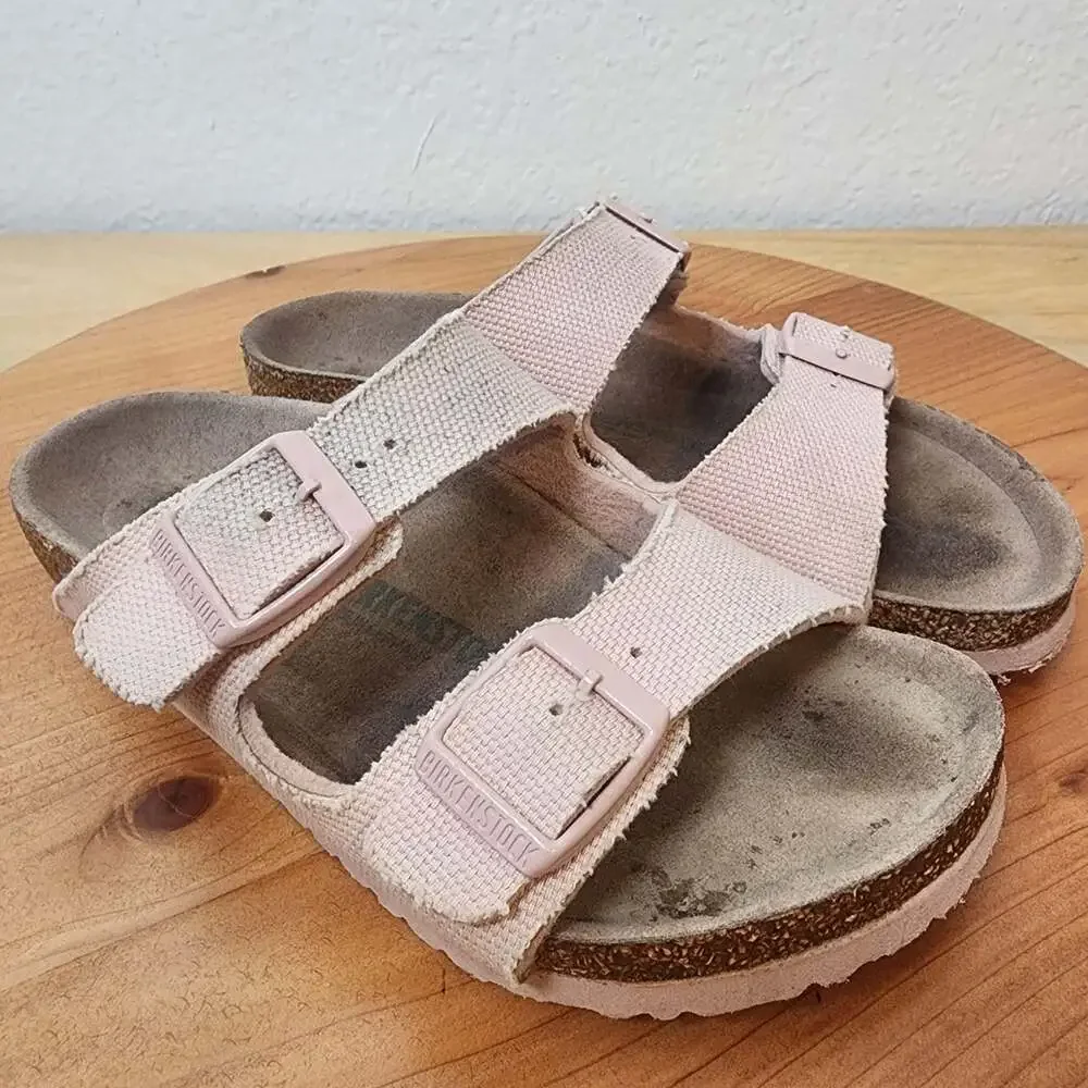 Birkenstock Arizona Sandals Kids Size 13 EU31 Pink Canvas Vegan Buckle